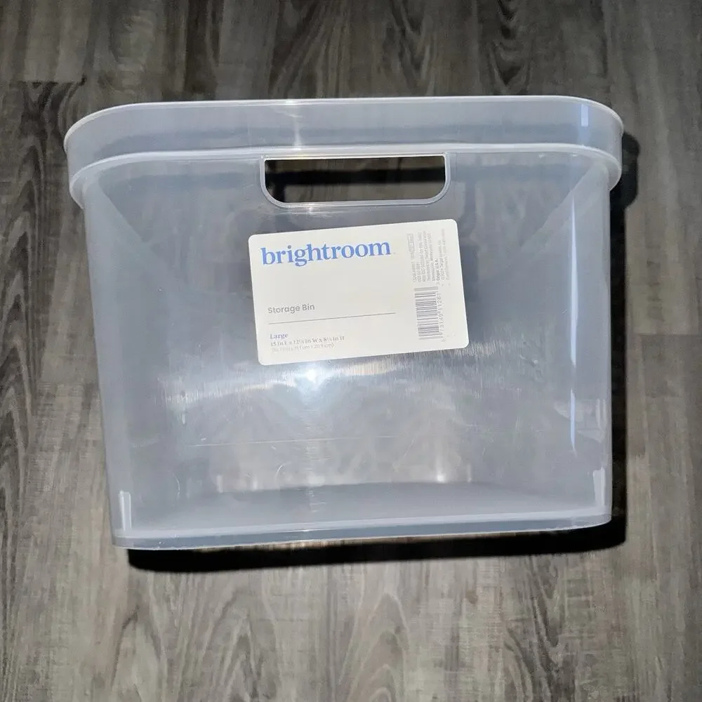Brightroom Target Large Clear Plastic Storage Bin 15x12.25x8.25 Handles New